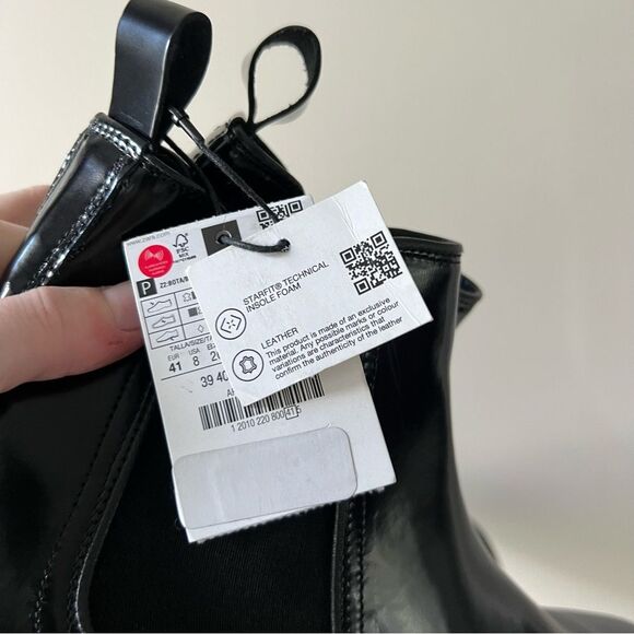 NWT Zara Men's Limited Edition Square Toe Leather Chelsea Boots in Black - Picture 12 of 12